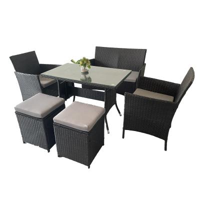 China Weather Outdoor Furniture Outdoor Furniture Garden Dining Rattan Set Chairs Waterproof Sofa Set Dining Chairs And Tables for sale