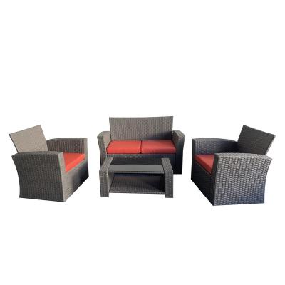 China Wholesale Gold and Full K/D Outdoor Supplier Weather Furniture Garden Set Rattan Sofa Furniture Chairs Table Sofa Set for sale