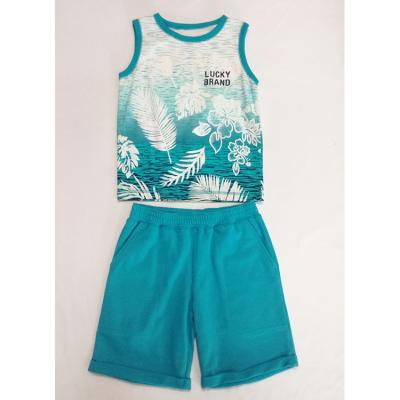 China Hot Selling 100% Polyester Casual Sleeveless Shirt Shorts Boy Kids Clothes Set for sale