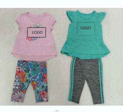 China HOT SELLING Soft SS TEE AND TIGHT SHORT GIRLS SET TOP AND PANTS 2 PIECES for sale