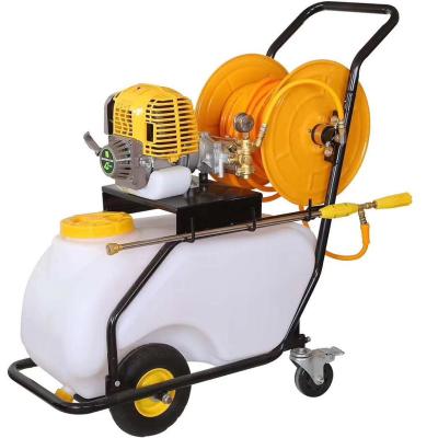 China DL High Efficient High Pressure Agricultural Sprayer With Wheel And Hose Reel , 50L Cart Type Power Sprayer for sale