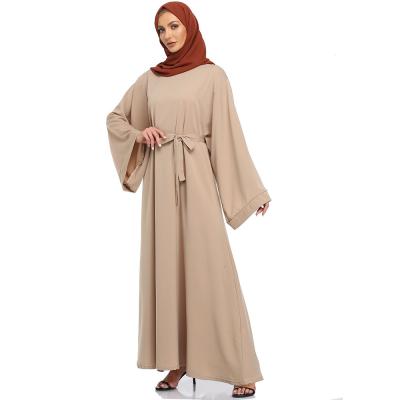 China 2021 New Arrivals Maxi Long Sleeve Muslim Robe Arabic Pulse Size Anti-Static Item Solid Color Long Dress for sale