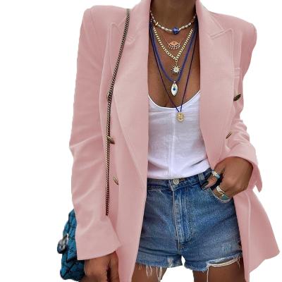 China Anti-wrinkle autumn and winter new solid color lapel casual women's suit high-grade woolen jacket for sale