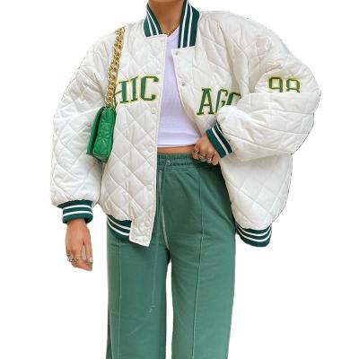 China New Letter Embroidery Retro Style Reversible Baseball Jacket Cotton Uniform Coat for sale