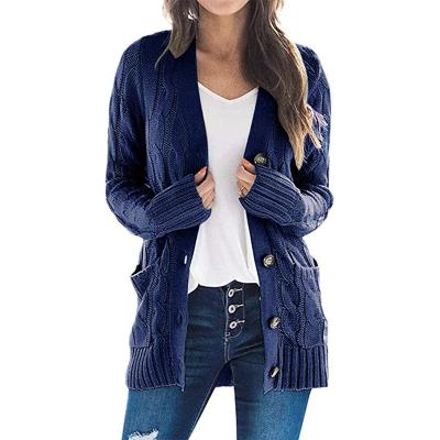 China Sale Autumn And Winter Solid Color Twist Cardigan Sweater Breathable Warm Casual Coat For Women for sale