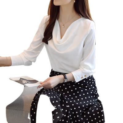 China 2021 fashion women's new anti-shrink spring spring sleeve loose long sleeve shirt main women's satin shirt and autumn pile collar in stock for sale