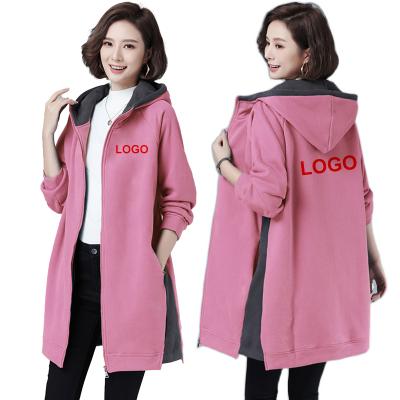 China Plus Size Women's Plush Thickened Loose Zipper Hoodies Hat Coats Custom Length Contrast Logo Provided By Stock for sale