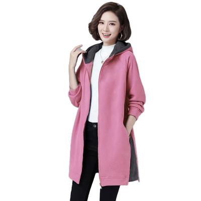 China Plus Size Womens Plus Size Coats Plush Thickened Loose Zipper Hoodies Hat Length Custom Contrast Logo Provided By Stock for sale