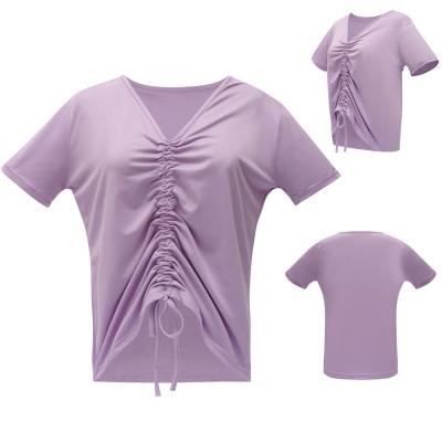 China Women's Loose And Comfortable Short Sleeve Girls Drawstring Stock Breathable T-shirt T-Shirts Girl's Plus Size Tees for sale