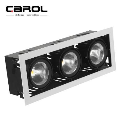 China Modern Carol Commercial Dimmable High Lumen Adjustable Double Heads Three Head Led Regulable Anti-Glare Grill Downlight for sale