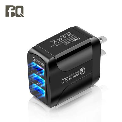 China Mobile Phone EU/US/UK Plug In 3 Adapter Left Multi-port Travel USB Wall QC3.0 Portable Quick Home Charger for sale