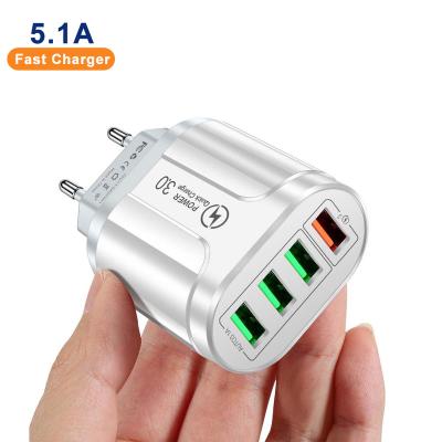 China Mobile Phone New Arrivals QC3.0 4 USB Multiport QC3.0 4 USB Fast Wall Charger For iPhone X 12 13 xr 11 for sale