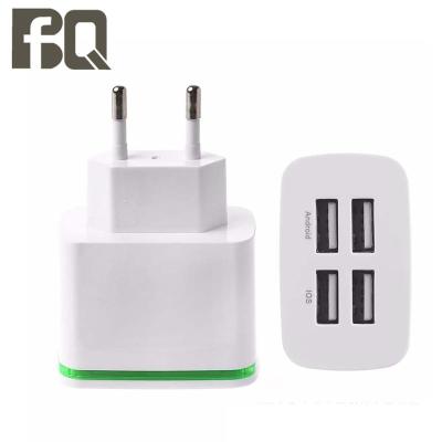 China Cell Phone CE FCC Green Multi-USB Interface Eu Travel Luminescent Wall 4 Port Led Light Wall Charger for sale