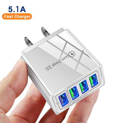 China Original 4usb 20w Mobile Phone Fast Charging And Qc3.0 S6 S8 S10 Quick Travel Wall Charger for sale