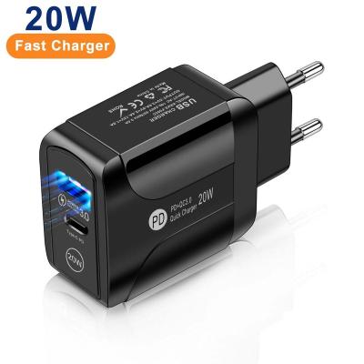 China Mobile Phone Small Travel Power QC3.0 Charger 20W Wall Charger Quick USB Wall Charger For iPhone/Android for sale