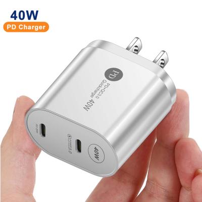 China 40W USB-C Mobile Phone Charger 5V 4A PD Super Fast Dual Access Block With QC3.0 Power Adapter For Samsung for sale