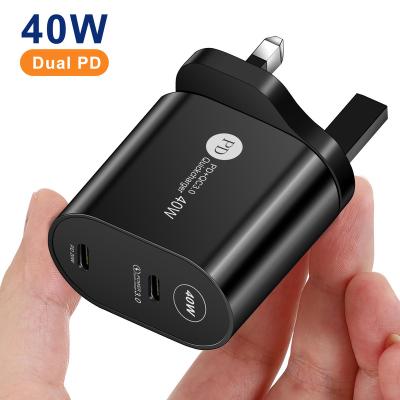 China PD40W Mobile Phone Charger Dual Ports USB-C Fast Wall Charger With PD 3.0 Power Adapter For iPhone 13 for sale