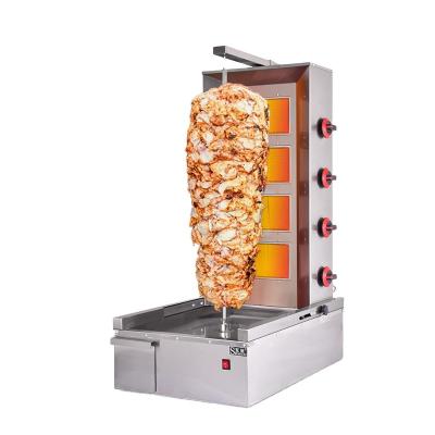 China Adjustable 3 4 5 Burner Gas BBQ Shawarma Machine Roast Meat, Turkish Meat String Roasting Machine, Gas Vertical Rotary Grill for sale