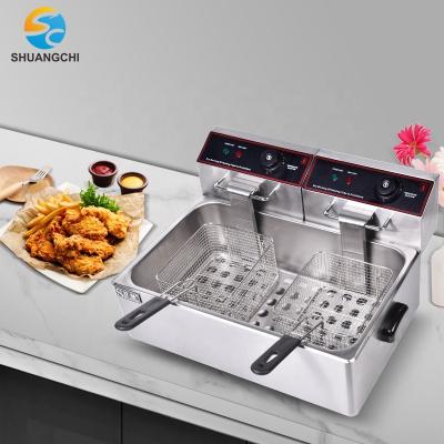 China High efficiency kitchen machine 1 basket high quality commerical tank 6liters 2 basket commercial deep fryer electric fryer papas freidora for sale