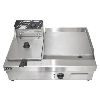 China Griddle with deep fryer Guangzhou factory hot sale electric deep fryer with griddle&fryer 2 in 1 electric griddle commercial for sale