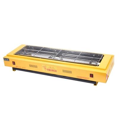 China Adjustable Size Large Size Yellow Color Electric BBQ Grill Meat Cooking Kebab Roasting Machine Electric BBQ Rotisserie Machine for sale