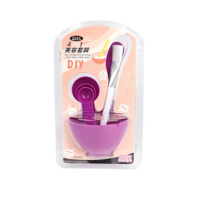 China Sustainable Cosmetic Beauty Makeup DIY Plastic Facial Face Mask Mixing Bowl With Mask Brush for sale