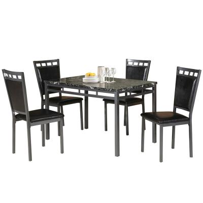 China Dining Room Set Marble And Metal 5 Piece Dining Dinner Table And Chairs Kitchen Set Sets for sale