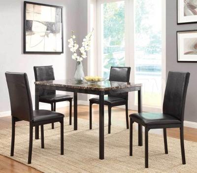 China Dining Set 5Pcs Dining Kitchen Table Set Set Faux Dining Table Marble Top Dining Table and 4 Leather Chairs for sale