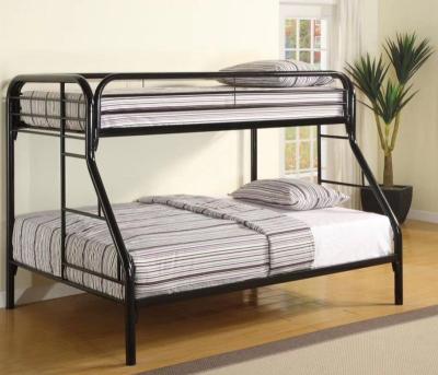 China Bunk Bed Home Dorm Student Assembly Full Steel Metal Twin Over Full Bed With Guard Rail Black for sale