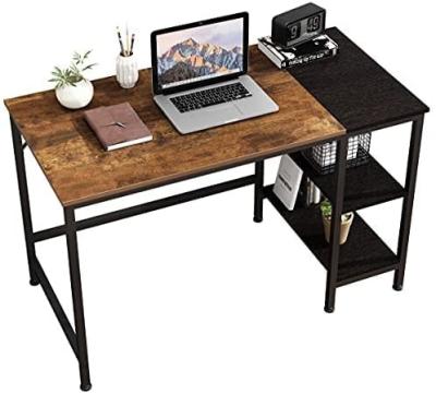 China Home Office Adjustable Computer Desk (Full Size), Small Study Desk with Wooden Storage Shelf, Industrial 2-Tier Morden Laptop Table for sale