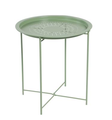 China Can Foldable Home Furniture Colorful Portable Metal Full Folding Side Table Small Round End Tables Metal Snack Table for sale