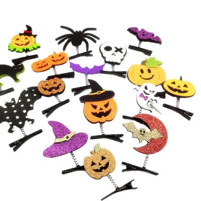 China Wholesale European and American style party accessories festival pumpkin Ghost glitter Halloween hair pins hair clips for sale