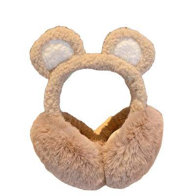 China Keep Warm Foldable Cute Winter Bear Cartoon Plush Thick Ear Muffs for sale