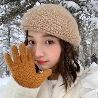 China High Quality Cheap High Quality Fluffy Touch Screen Plush Winter Solid Acrylic Knitted Warm Gloves for sale