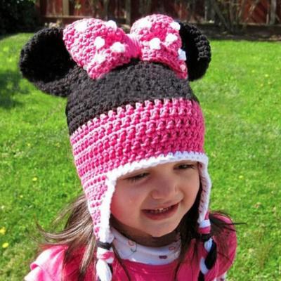 China Cute Baby Minnie Wool Knitted Beanie Hats Winter Hnadmade Kids Gifts Crochet Wholesale COMMON Hot Sale for sale