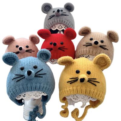 China JOINT Wholesale Winter Warm Multi Color Mouse Baby Knitted Beanie Hat for sale