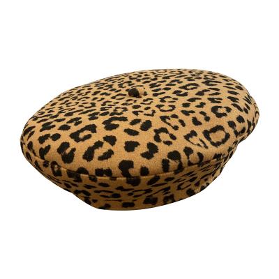 China High image quality winter leopard print warm woolen berets for women for sale