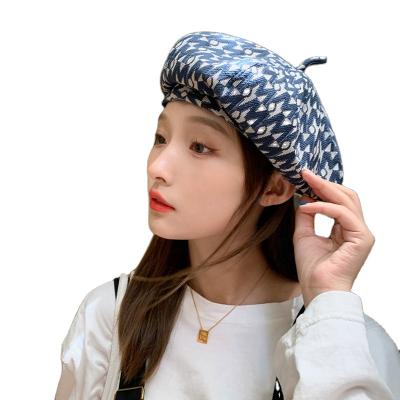 China High Quality Popular Character Retro Adjustable Character Textured Blue Women Ladies Ladies Berets for sale