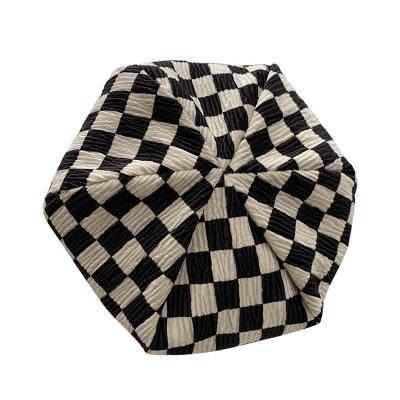 China Image high quality retro cloud shape popular women checked ladies berets for sale