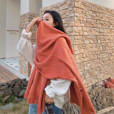 China Simple Cloth Wholesale Pashmina Winter Shawl Soft Thick Knitted Solid Cozy Warm Warm Scarf Long for sale