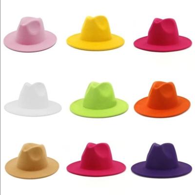 China Image Sombrero Panama Felt Jazz Hat Multi Color Custom Logo Fedora Hat for sale