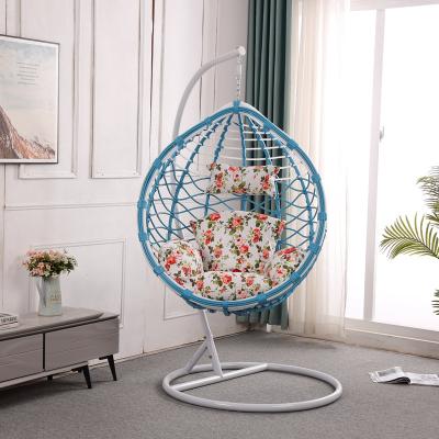 China Super Comfortable Bedroom Leisure Hanging Chair With Swing Cozy Eggs Patio Cushion Single Seat With Metal Frame Hammock Egg Chair For Fun for sale