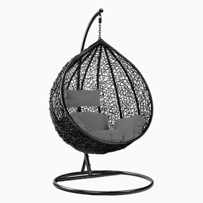 China Single Seat Super Comfortable Outdoor Swing Chair with Metal Frame Hanging Egg Chair for Leisure Patio Handmade Rattan Chair Cozy Cushion for sale