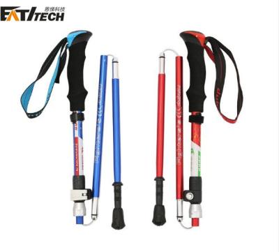 China Durable 7075 Aluminum Foldable Adjustable Trekking Pole Walking Stick Sections 5 for sale