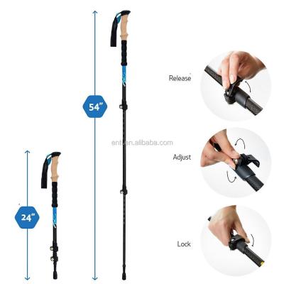 China Cork Aluminum 6061 Flip Lock Trekking Poles Nordic Walking Pole for sale