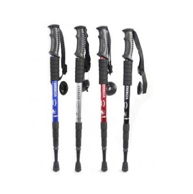 China Lightweight Telescopic Trekking Pole Durable Light Weight Increasing Stick 3 Section Aluminum Walking Cane With Adjustable Nylon Strap for sale