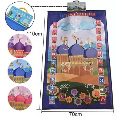 China Non-Slip Kids Blankets Factory Price Customized Checkered Design Hearts Stars Lace Soft Latex Blue Green Interactive Educational Prayer Mat for sale