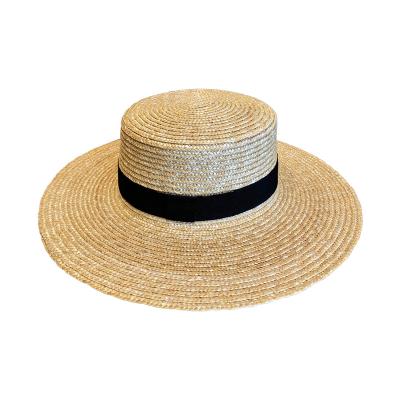 China Striped summer Korean version of the wild female raffia woven fisherman hat beach sunscreen flat surface hat for sale