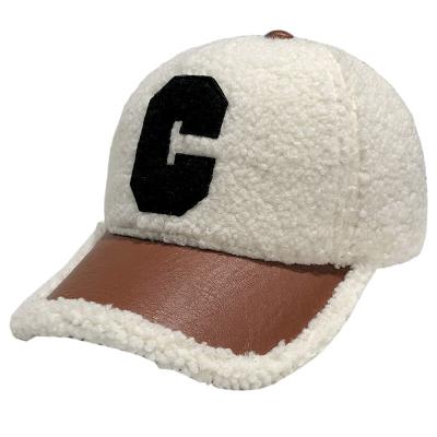 China Autumn and winter I.S. fashion lamb wool C letter baseball cap female net red leather gutters trend baseball cap for sale