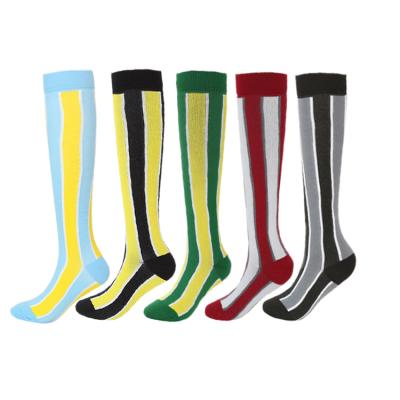 China Wholesale Breathable Four Seasons Striped Football Adult Basketball Stockings Running Personality Fitness Sports Compression Socks for sale